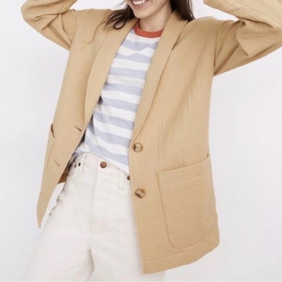 Madewell Lightspun Dorset Blazer Jacket
Cotton Slouchy Shawl Collar Beige XS - Picture 9 of 9